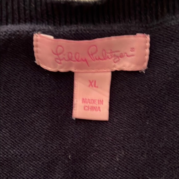 Lilly Pulitzer V-Neck Sweater Blue Pink Argyle - Picture 2 of 4